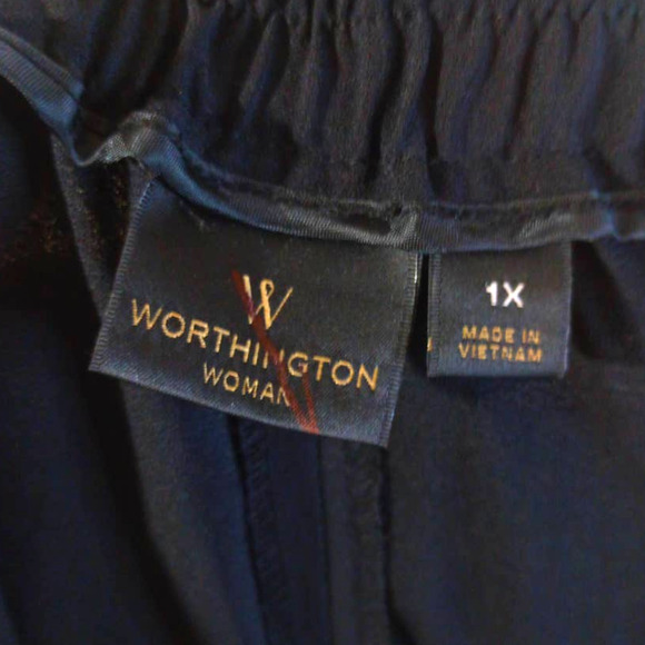 NWT Worthington Women 1X Black Crop Paperbag Sash Front Work Pants Office - Picture 7 of 7